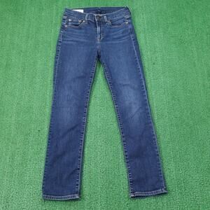 GAP Classic Straight Jeans Womens 4 Short Blue Mid Rise Stretch Denim Zip Fly